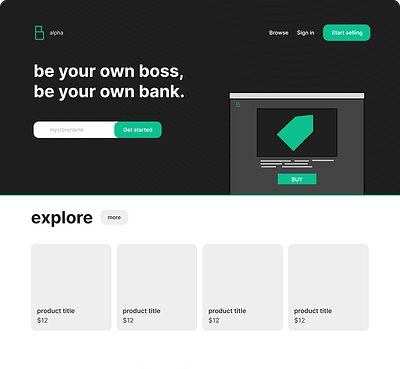 Bvey - digital marketplace landing page prototype figma graphic design nextjs react ui web