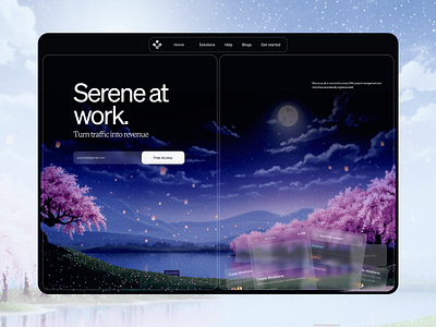 Calm & Dreamy Website Design for Productivity Platform. branding branding design calm ui crm dashboard design landing page minimal design modern web design productivity app saas saas design ui ui ux design user interface ux web design website concept workspace design