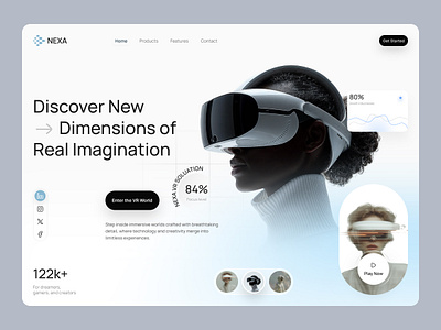 VR Website Hero Section design hero interface product startup ui ux virtual reality vr web