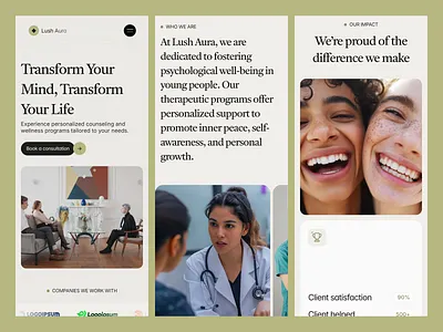 Lush Aura - Mobile preview advertising branding business consulting design graphic design landing page mobile ui therapy ui vibrant web design website