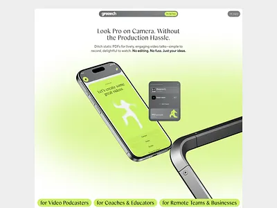 Greeech | Landing page bento design editor landing landing page neon record recorder ui video web webdesign