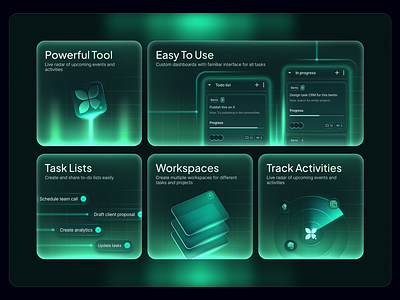 Green dark bento grid UI illustrations bento bentoui framer illustration landing landing designe landing page ui ui design uidesign uiux web web design webflow