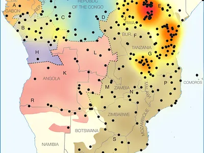 Bantu languages heat map data visualization map