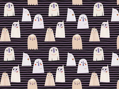 Seamless pattern with cute and whimsical ghosts baby pattern branding cute design ghost halloween halloween pattern illustration kids pattern whimsical