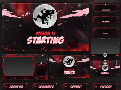 Red Moonrise Gear Animated Stream Package: For Twitch Overlay animated screens design kick overlay kick screens livestream overlay overlays pack stream overlay sakura stream overlay stream stream design stream overlay stream pack streaming streamlabs twitch twitch design twitch overlay