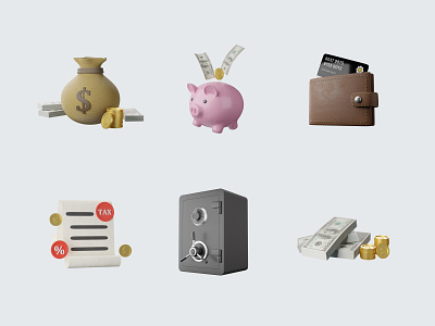 Collect Money Asset 3d 3dpack 3dset bank business cash coin currency deposit design dollar economy finance graphic design icon illustration money savings tax ui