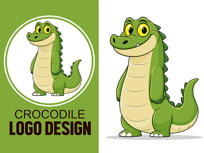 Cute Crocodile Cartoon Logo, Alligator Animal Mascot Design alligator animal beehaya cartoon character corocodile cute design funny graphic design illustration logo mascot vector