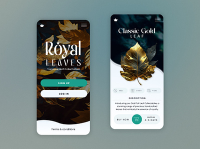 Royal Leaves - Ecommerce UI design App interface app design branding ecommerce minimalist mobile app online store royal ui ux web app