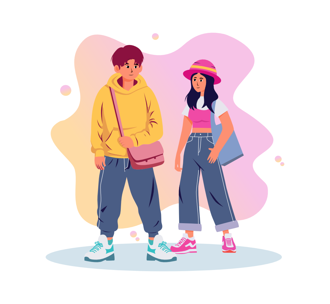Flat Couple Character Illustration – Casual Streetwear Style character couple fashion flat graphic design illustration sticker
