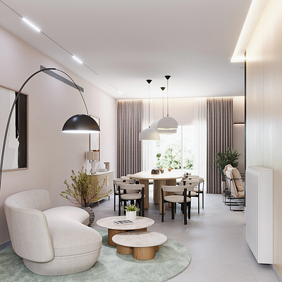 Serene Neutral Interiors 3d modeling apartments decor elegant interior design minima modern sofa soft lighting