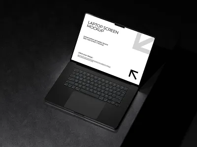 Black Mate Laptop Screen Mockup 3d 3d mockup 3d rendering branding design device graphic design laptop logo macbook mockup mrfauzi realistic mockup ui vector