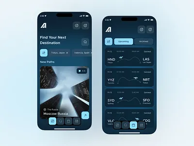 Modern Flight Booking App UI — Explore Destinations airplane app booking design figma flight flight app flight booking app fly mobile mobile app mobile ui ticket ticket booking app travel travel agency travel app ui ux