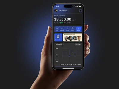 Finance & Payment App – Dark Mode UI mockup money transfer