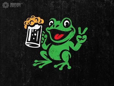 Funny Beer Frog logo animal logo beer logo branding cartoon logo drunken frog logo frog logo fun branding fun logo funny beer frog logo logo mascot logo playful logo