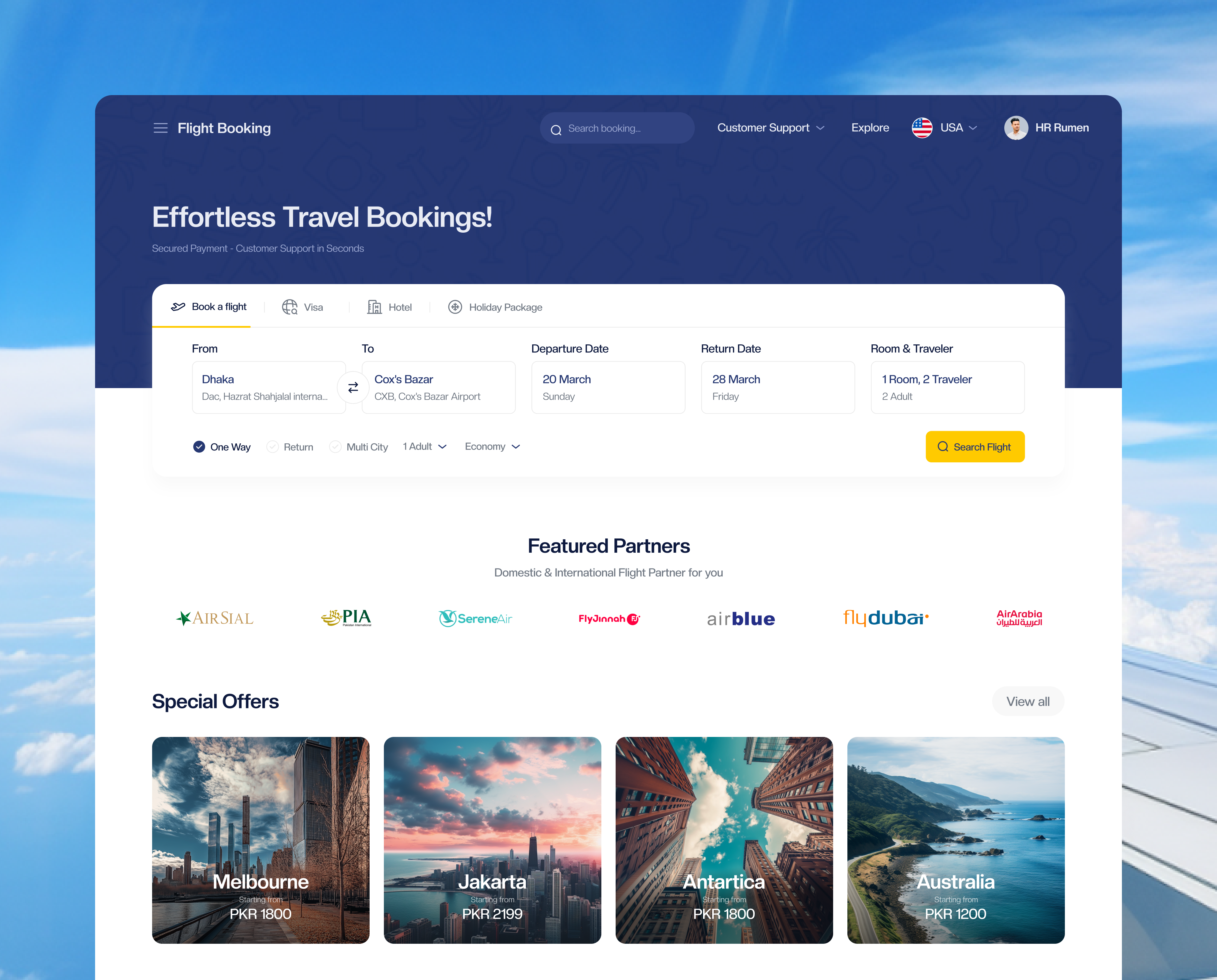 Flight Booking Website design flight booking flight booking website hr rumen landing landing page landing page design landingpage online ticket ticket booking ui ux web web design website website design