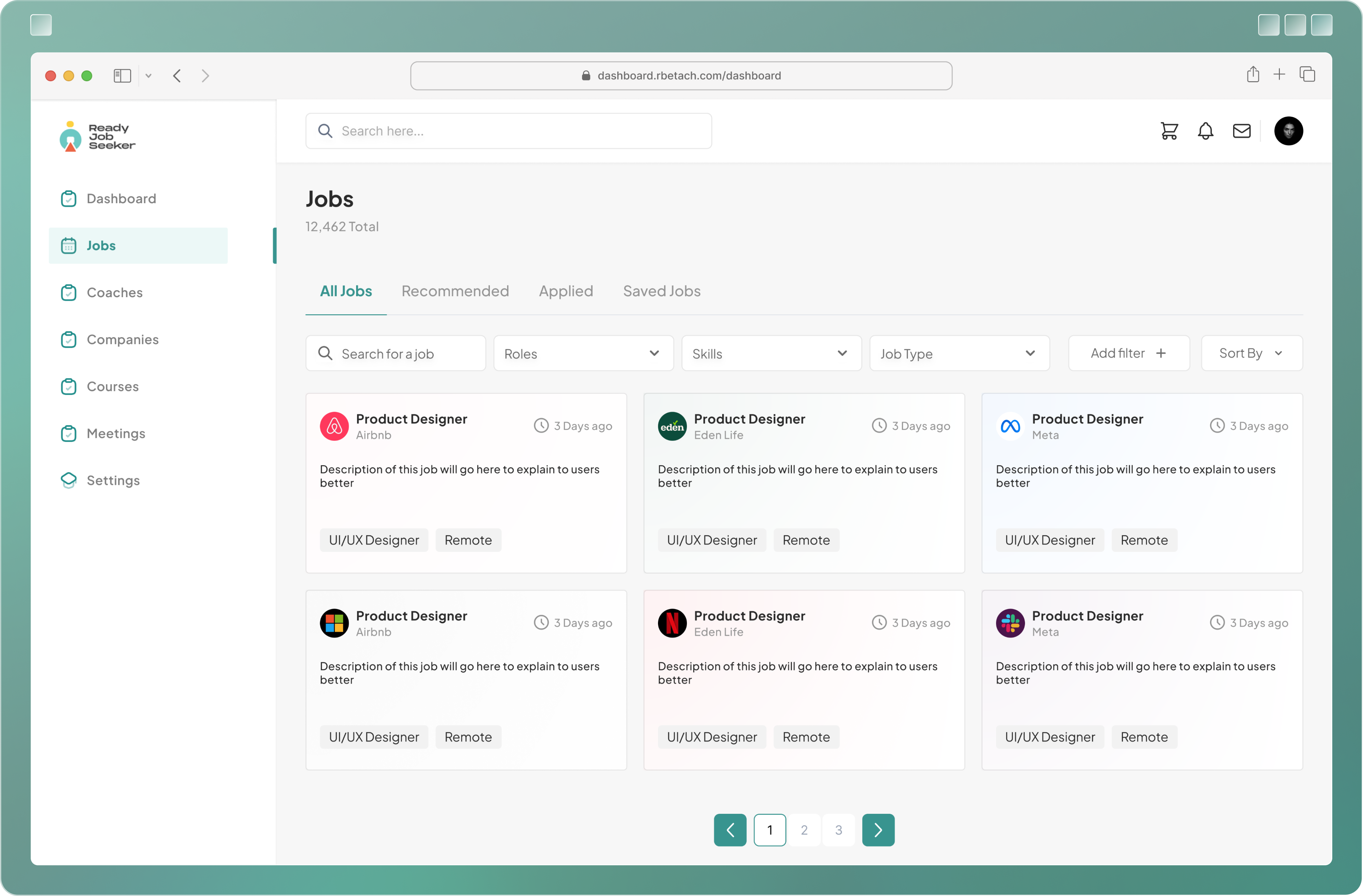 Enterprise Job Board app design typography ui ux
