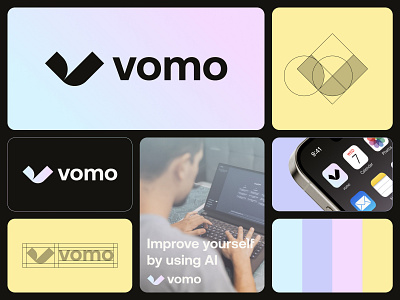 vomo - Logo Design Concept ai artificial intelligence chat bot chatgpt communication creative geometric gradient letter logo letter v logo design modern omar faruk saas talk tech technology web3