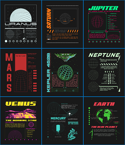 PLANETS graphic design illustration infographics