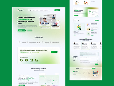 Zenyora - Health & Wellness App health wellness landing page ui webdesign website design