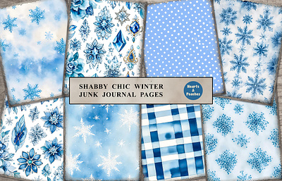 Shabby Chic Winter Junk Journal Pages blue design digital art digital download digital illustration digital paper graphic design holiday ephemera illustration junk journal page printable rustic shabby chic shabby chic design shabby chic prints vintage ephemera watercolor winter winter junk journal page winter theme junk journal page