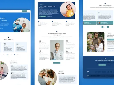 Pediatric Landing Page UI Design blue branding child childern design development graphic design healthcare hospital icon kids landing page medical ui uiux website