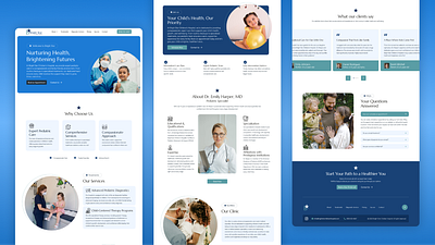 Pediatric Landing Page UI Design blue branding child childern design development graphic design healthcare hospital icon kids landing page medical ui uiux website