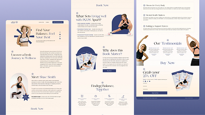 Wellness Website Ui Design branding female feminine graphic design health inflencer landingpage minimal pastel pco pcod pcos ui uiux website wellness women