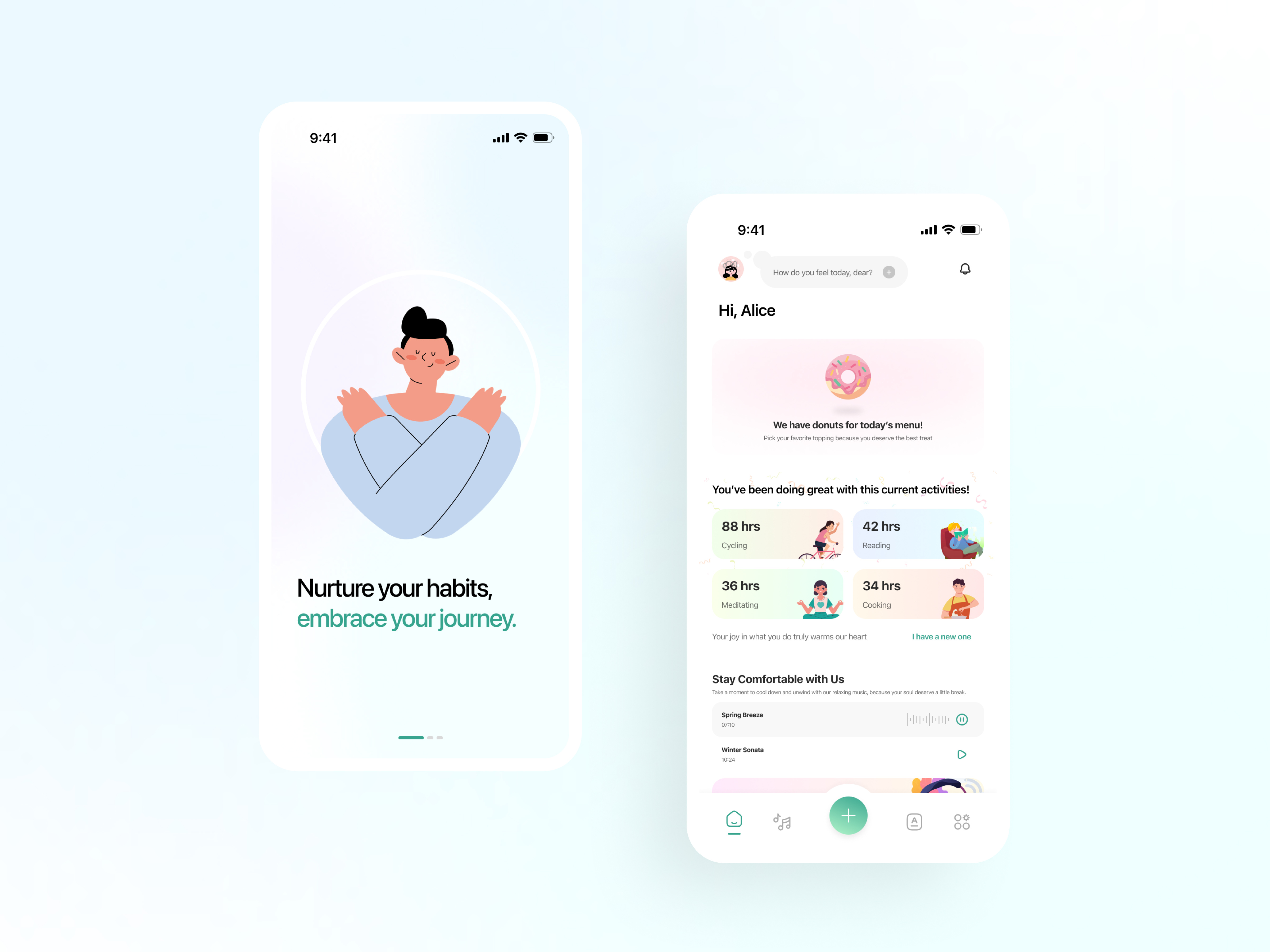 Wellness Mobile App app design habit tracker habit tracker app health health app health tracker illustration mobile mobile app mobile app ui mobile application mobile design ui uiux wellness wellness app wellness mobile app wellness ui