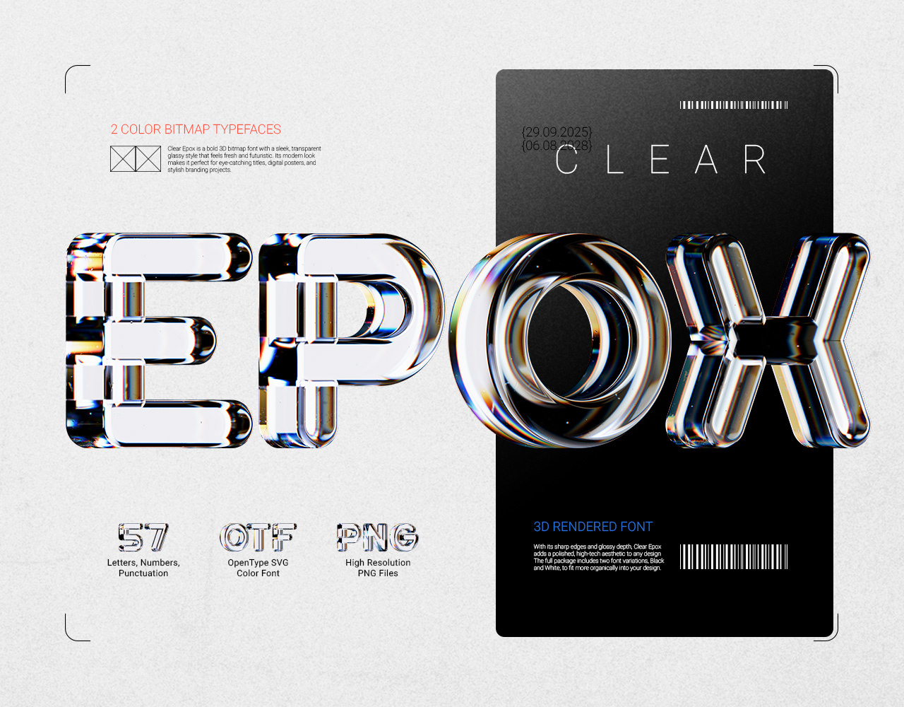 Clear Epox — Color Bitmap Font 3d alphabet branding design font graphic design illustration lettering type typeface typography ui