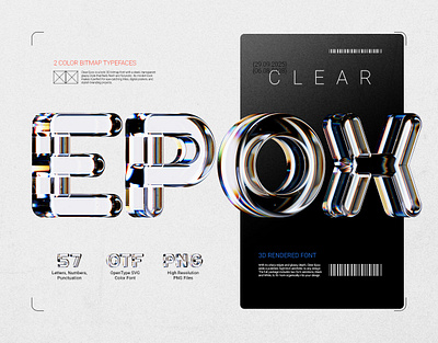 Clear Epox — Color Bitmap Font 3d alphabet branding design font graphic design illustration lettering type typeface typography ui