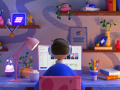 Contact Center 3D characters 3d artwork character characters 3d cinema4d cozy 3d design octane pink