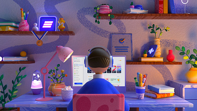 Contact Center 3D characters 3d artwork character characters 3d cinema4d cozy 3d design octane pink