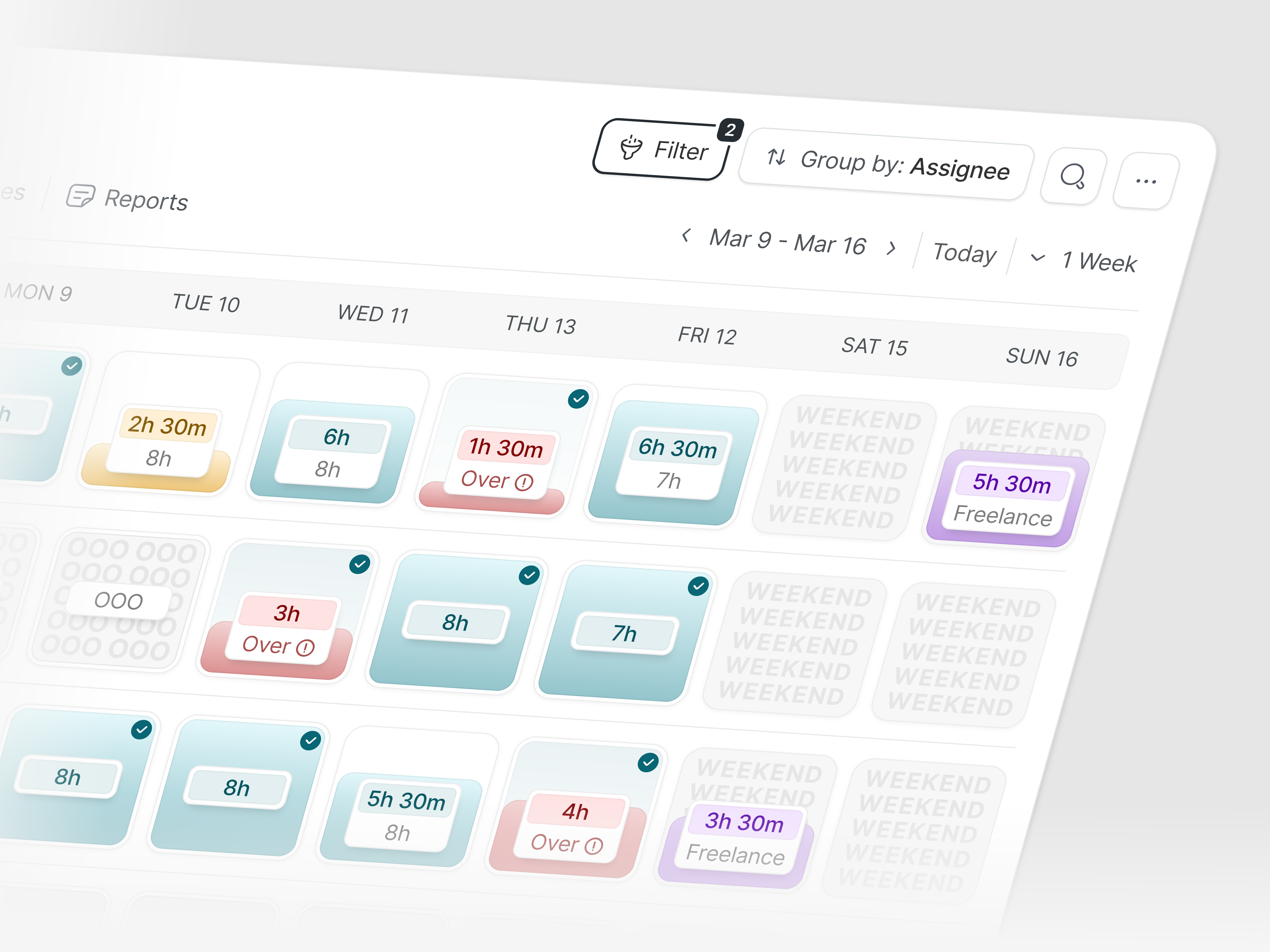 Workload Planner – Smart Team Scheduling UI chart clean dashboard design product graph grid layout management minimalism planner saas schedule system tasks timeline tracking ui design workload