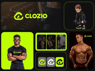 CLOZIO — Power in Every Move Modern Logo design active athlete bodybuilding determination discipline endurance energy fitness focus gym health lifestyle motion motivation muscle performance power strength training transformation