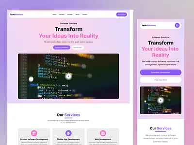 Tech Solutions Landing Page Design create a landing page