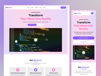 Tech Solutions Landing Page Design create a landing page