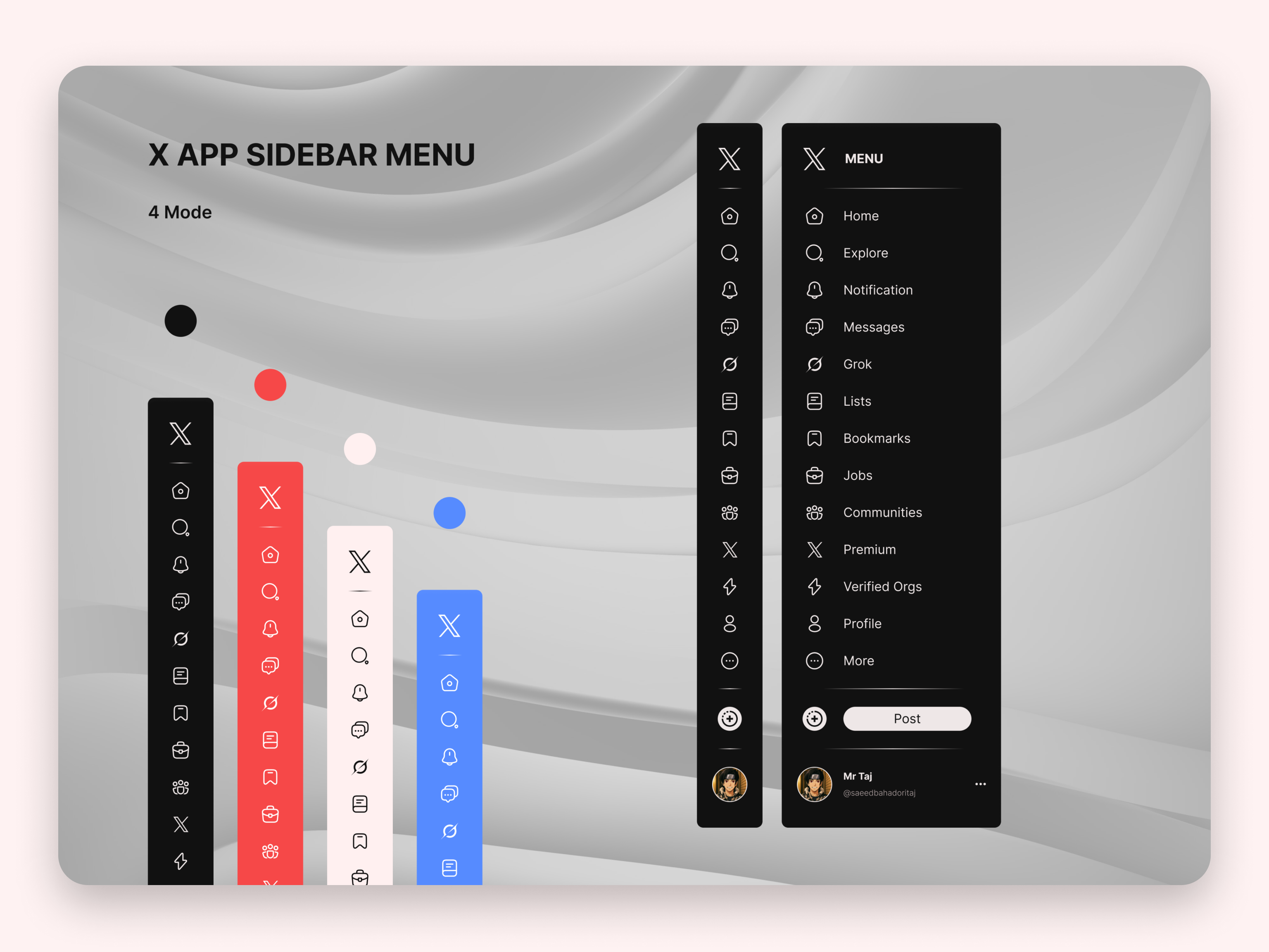 X Twitter Redesign Menu Sidebar app branding design graphic design illustration illustrator logo menu product design sidebar sidebar menu twitter typography ui ux vector web web design website x