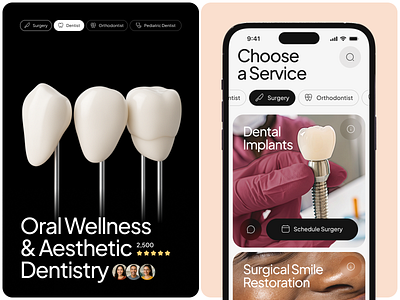 Dental App — Oral Wellness & Aesthetic Dentistry aesthetic dentistry android app design appointment booking dental app dentistry design health app healthcare healthcare ui interface ios medical app mobile app mobile design product design ui ux wellness
