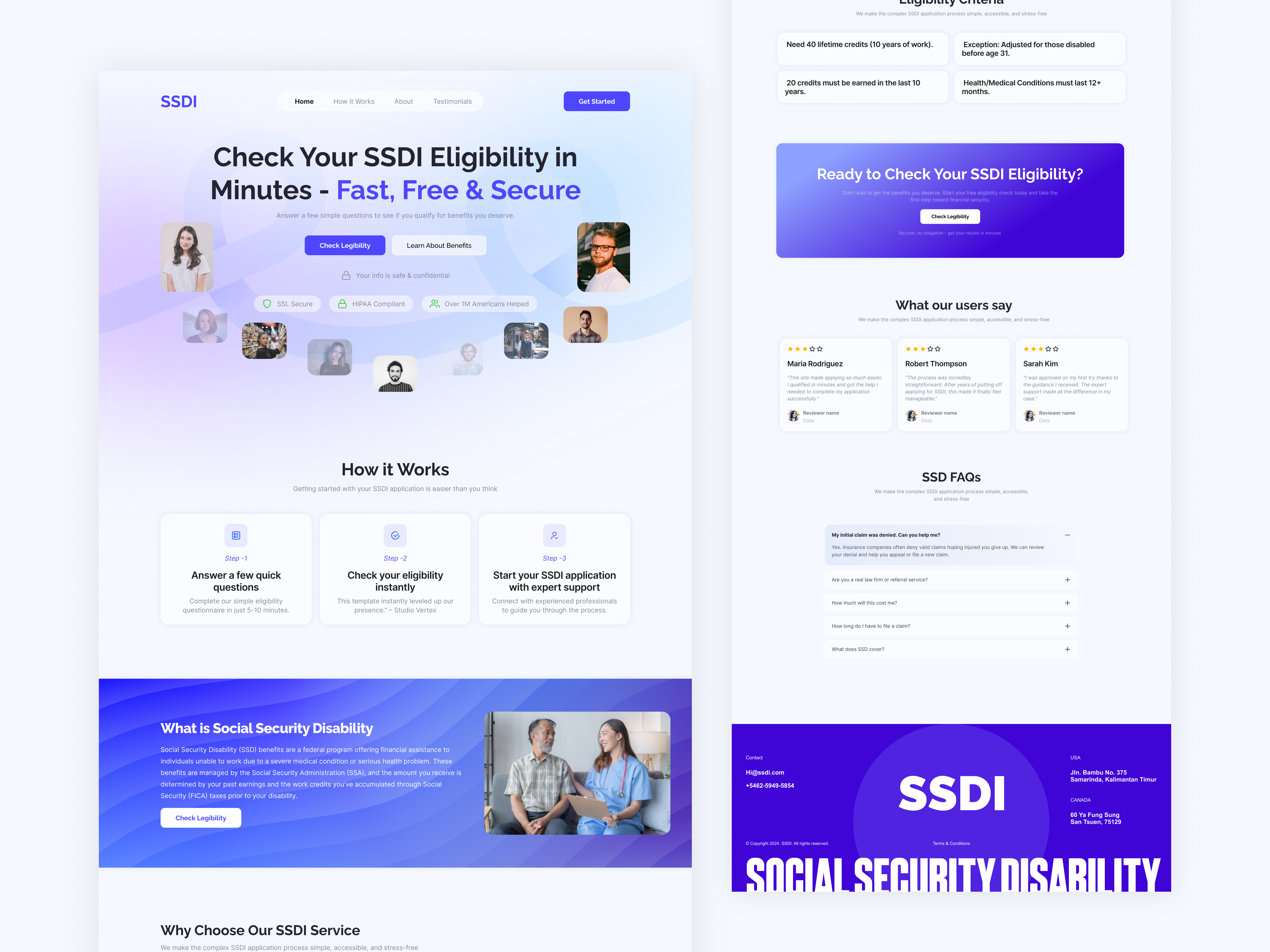 SSDI Landing Page Redesign footer design hero section design landing page redesign ssdi