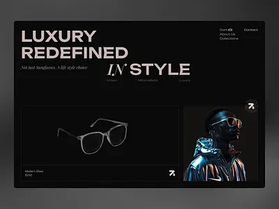Modern Eyewear E-Commerce Website darkmode ecommerce elegant eyecare fashiondesign figma landing page glasses header homepage luxurybrand minimalist modern online store shop sunglasses website uidesign ux uxinspiration visualdesign website