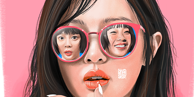 Hanni Pham [NewJeans] 21st Birthday artist beauty draw face girl hanni illustration kpop newjeans people photoshop pink portrait portrait illustration print singer vector woman