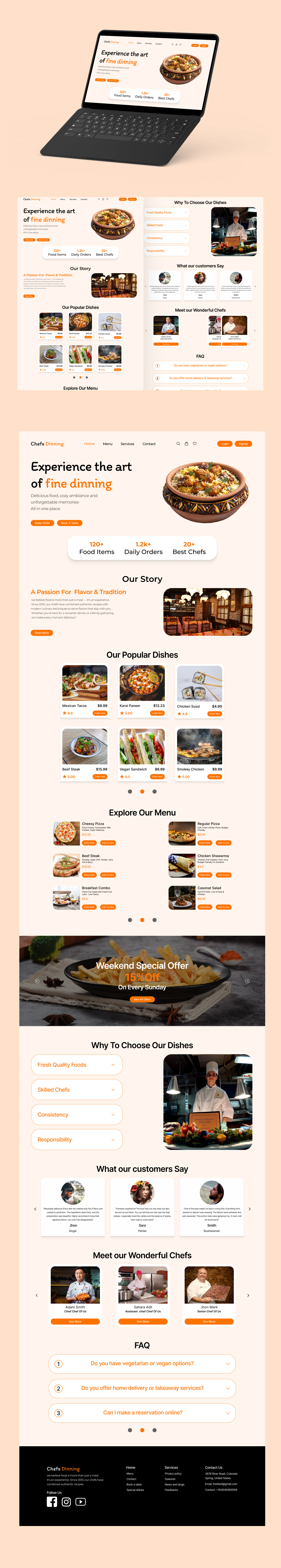 Restaurant Website Landing Page UI Design restaurantui