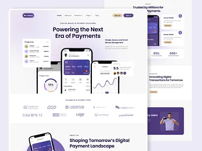 Payment-Mobile App Landing Page.Website agency app landing page bill payment bills branding credit card finance finance website header landing page mobile app payment app payment website product design reminder typography ui ui ux user experience ux