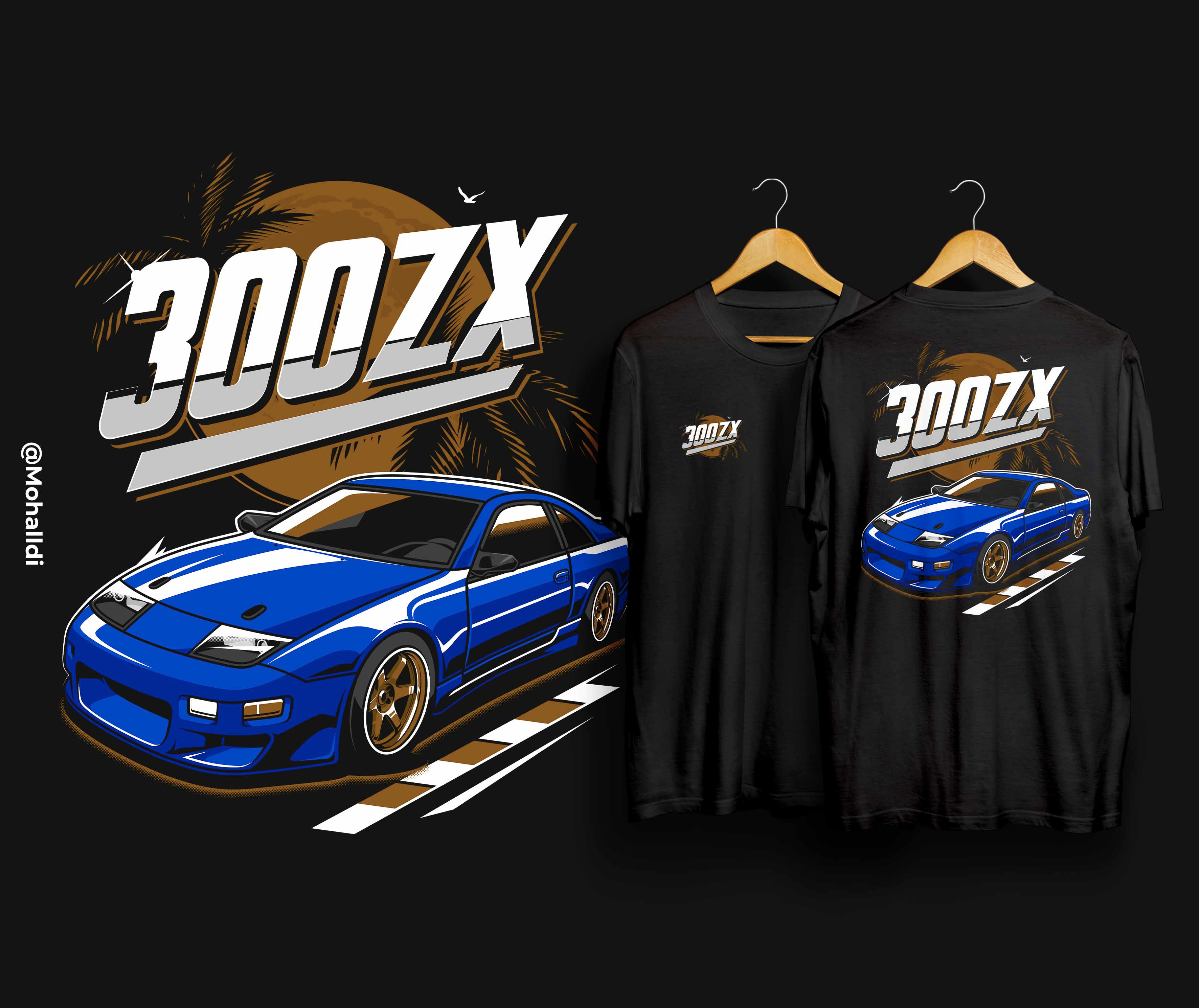 300ZX JDM Sport Car Illustration 300zx automotive automotive design automotive drawing automotive illustration car car design car drawing car illustration car tshirt jdm sport car vehicle