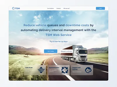 Time Slot Management Software figma landing transport logistic trucks ui ux web website design