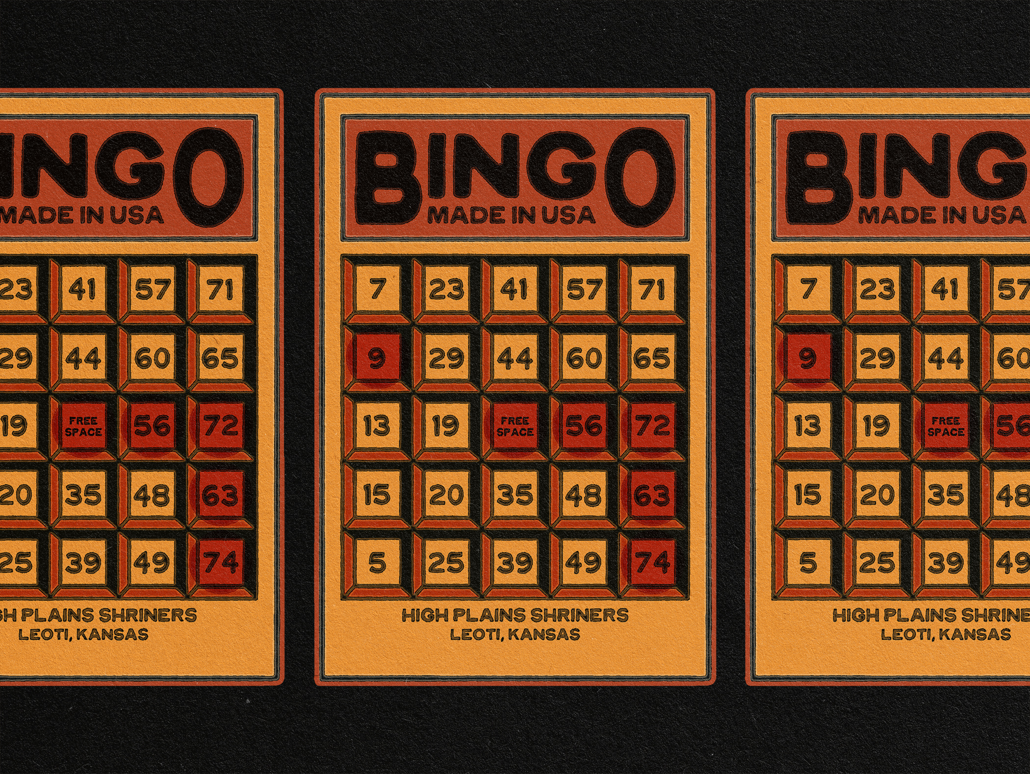 High Plains Shiners Bingo - Leoti, Kansas bar bingo card game icons illustration kansas paper retro texture typography usa vintage
