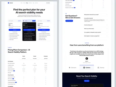 AI Search Visibility Web App: Pricing & Comparison Page ai search dlkvdv feature section landing page landing page design plan website pricing pricing saas pricing saas web pricing section pricing web saas saas ai search saas landing page search visibility seo seo visibility uiux web design website saas