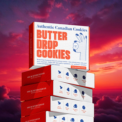 Butter Drop Cookies – Whimsical Packaging Design bag design bottle design creative packaging custom packaging designer label design modern packaging design packaging design pouch design product label subscription box design