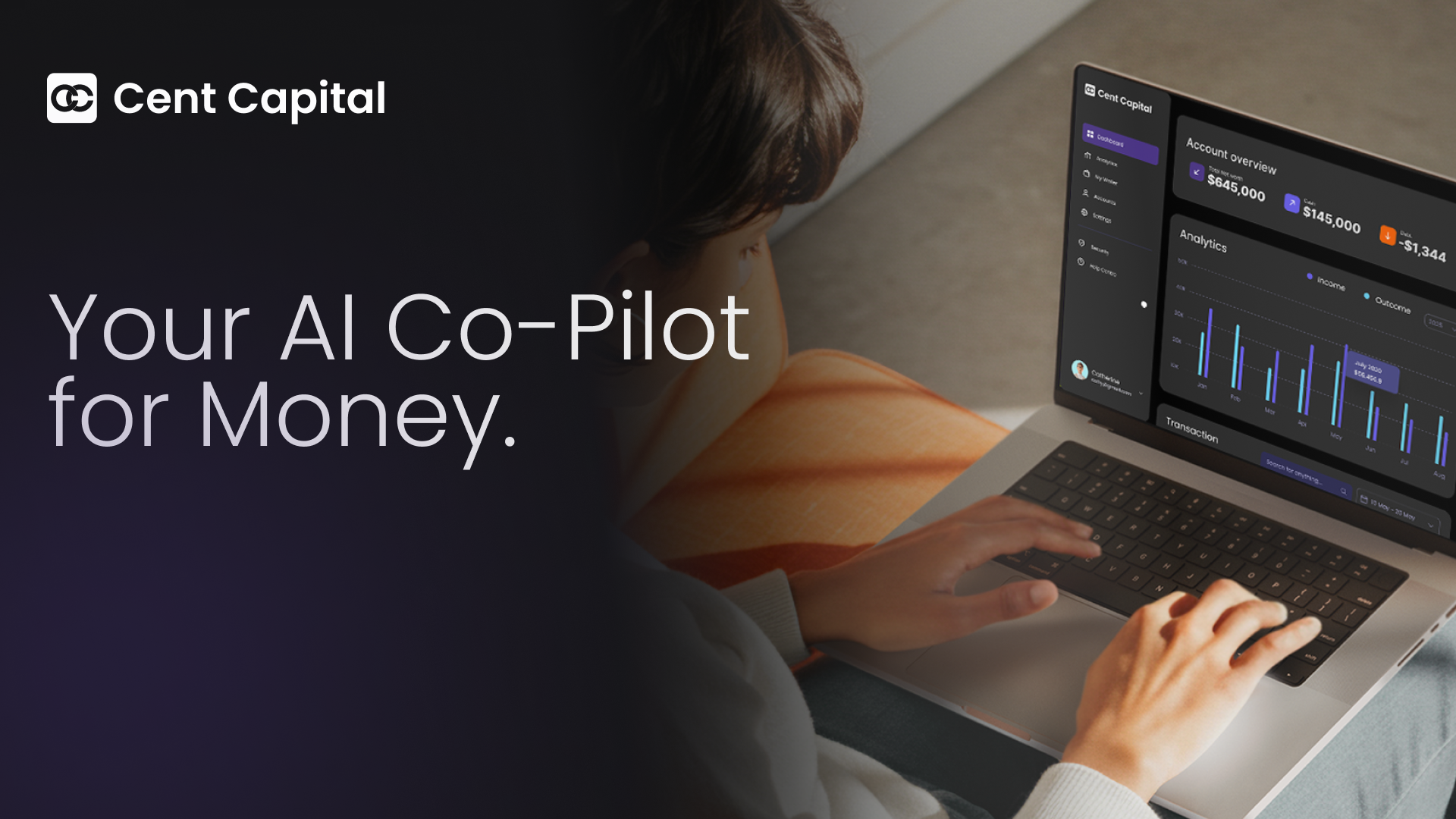 Cent Capital - AI Financial Dashboard app branding data visualization design graphic design illustration logo typography ui ux vector