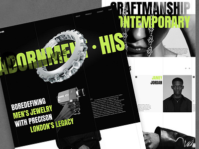 HL - Bold Luxury Modern Jewelry Ecommerce Website - Home Page 3d animation branding clothe design eccommerce ecom fashion figma graphic design luxury men minimal motion graphics shop store ui web design website website design